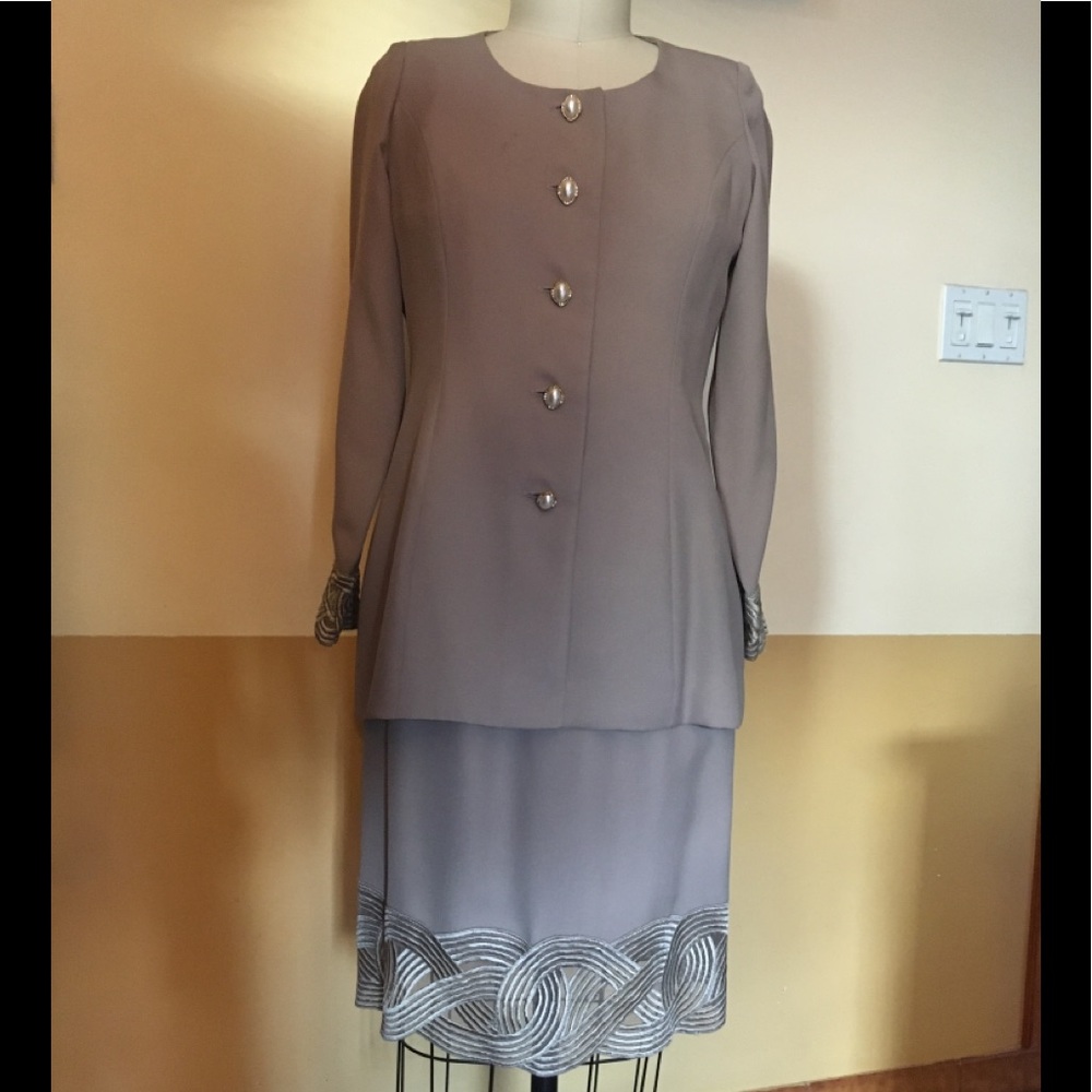 Silver skirt suit
